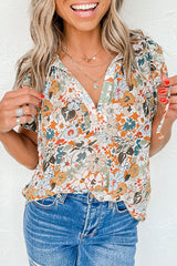 Feel The Joy Floral Print Short Sleeve Top