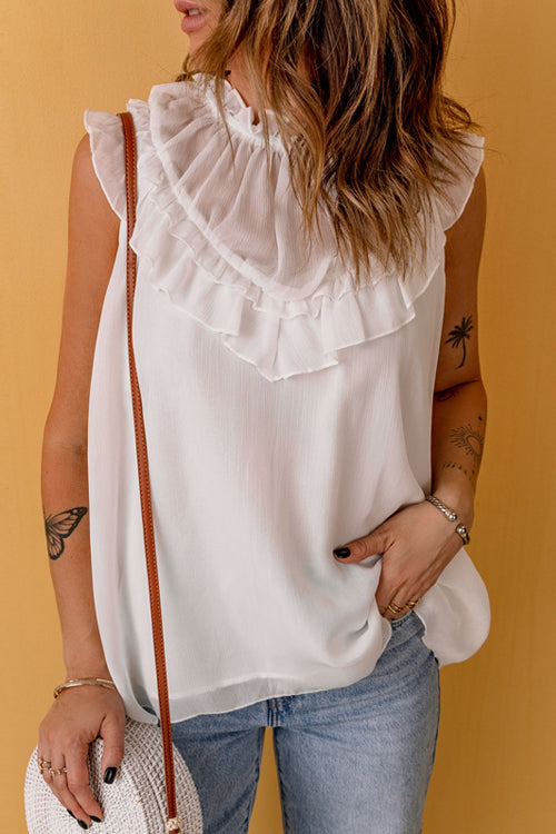 Feminine Fun Ruffled Sleeveless Tank Top - 3 Colors