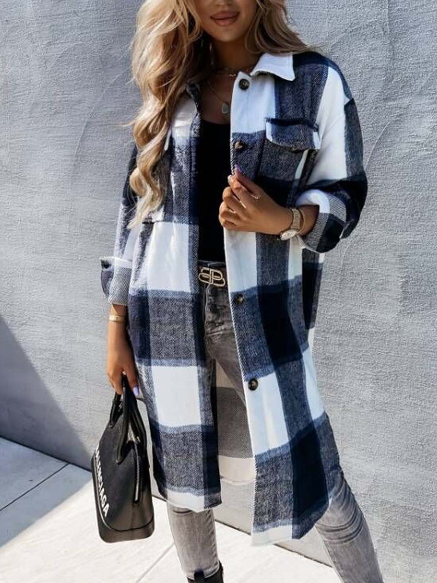 Linyona Plaid Jacket Fashion Coat