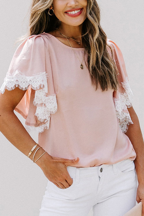 Always True Lace Short Sleeve Top