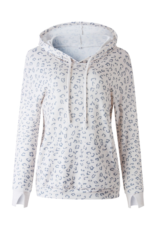 Little Cat Leopard Print Long Sleeve Hoodie