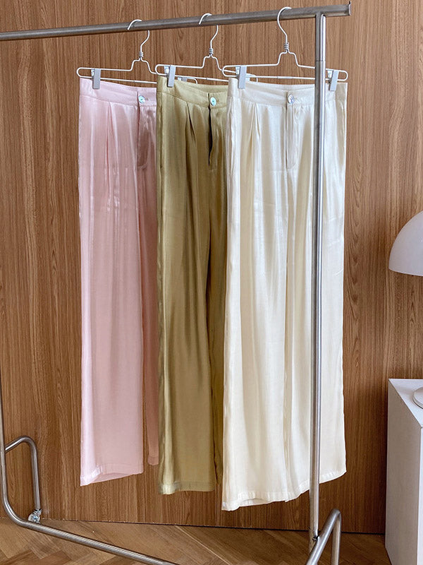 Loose Light Soft Satin Wide-Leg Long Pants