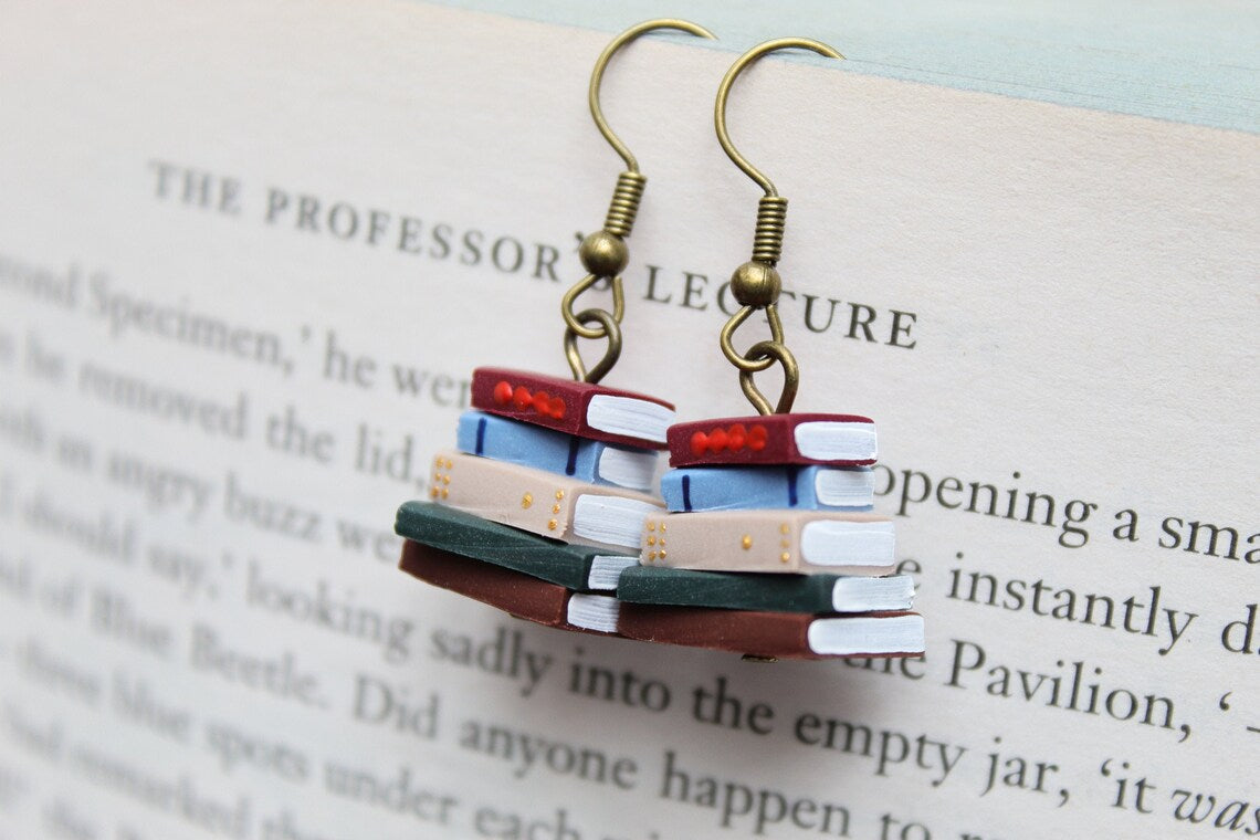 ✨Stack of Books Earrings, Library Colours - Perfect Gift for your book lover friends