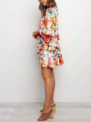 Vorioal Floral Round Neck Dress