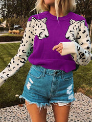 Vorioal Snow Leopard Knit Sweater