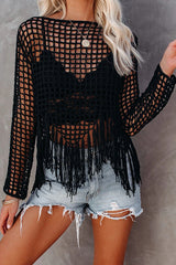 Bonjour To You Hollow-Out Tassel Top - 2 Colors