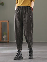 Retro Solid Color Loose Patchwork Pants