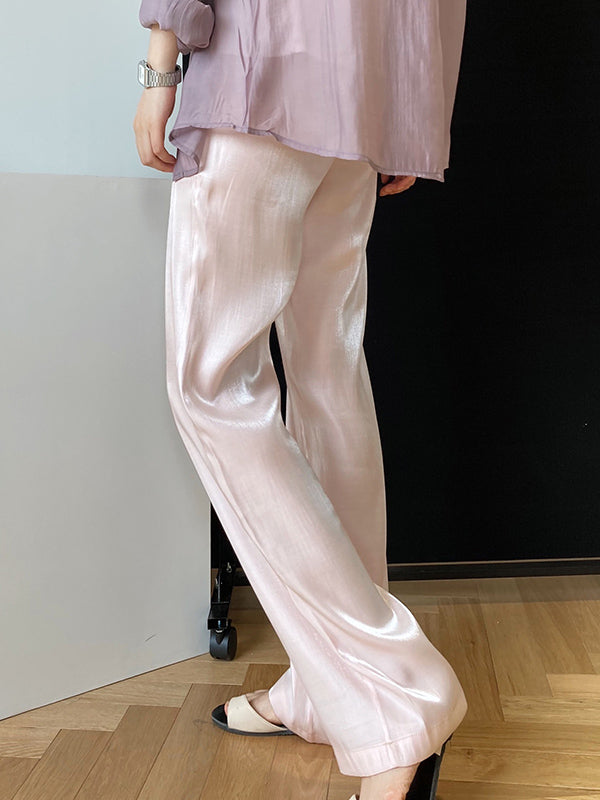 Loose Light Soft Satin Wide-Leg Long Pants