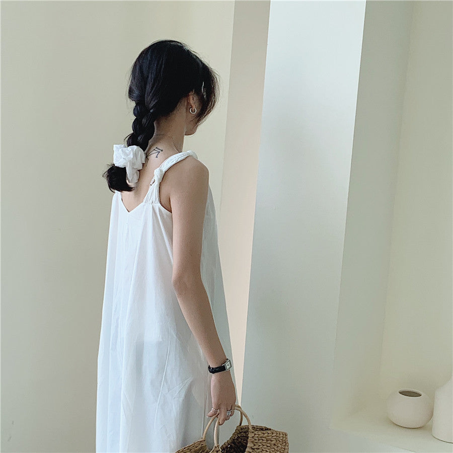 Sleeveless Solid V-neck Casual Maxi Dress