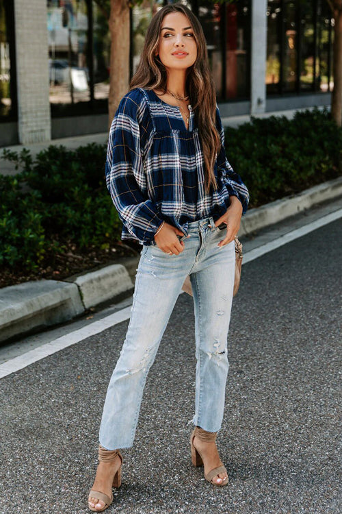 Weekend Moments Plaid Long Sleeve Top - 4 Colors