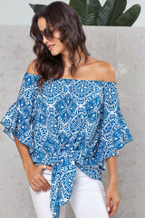 Style Spotting Off the Shoulder Print Top - 4 Colors