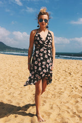 V-neck Floral Print Mini Dress