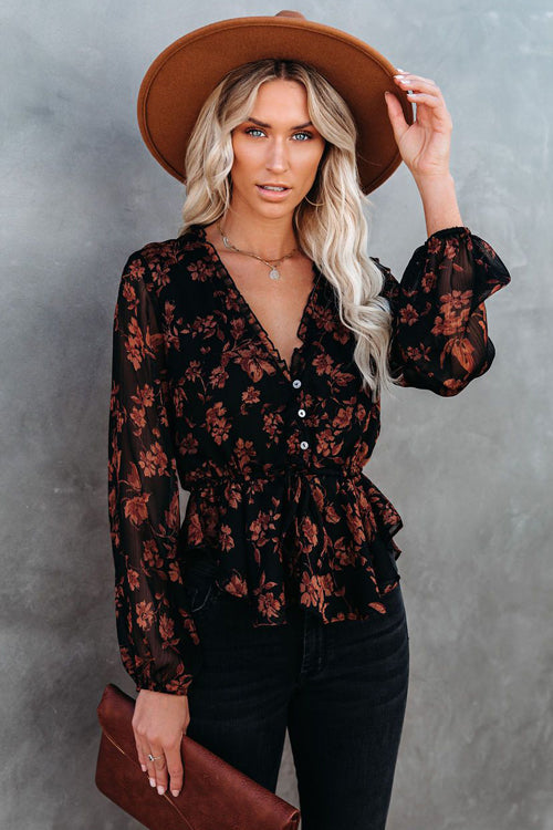 Having A Moment V-Neck Floral Print Top - 2 Colors