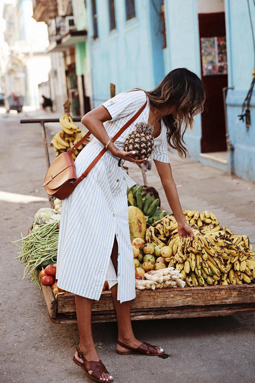 Lost in Paradise V-neck Waistband Midi Dress - 2 Colors