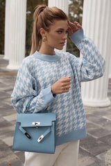 Warmed Up Houndstooth Knit Sweater - 3 Colors