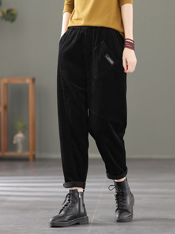 Retro Solid Color Loose Patchwork Pants