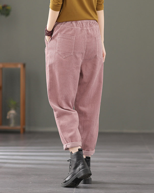 Retro Solid Color Loose Patchwork Pants