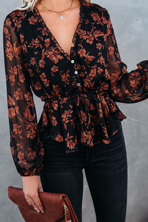 Having A Moment V-Neck Floral Print Top - 2 Colors