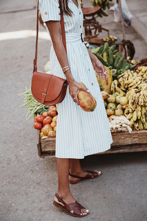 Lost in Paradise V-neck Waistband Midi Dress - 2 Colors