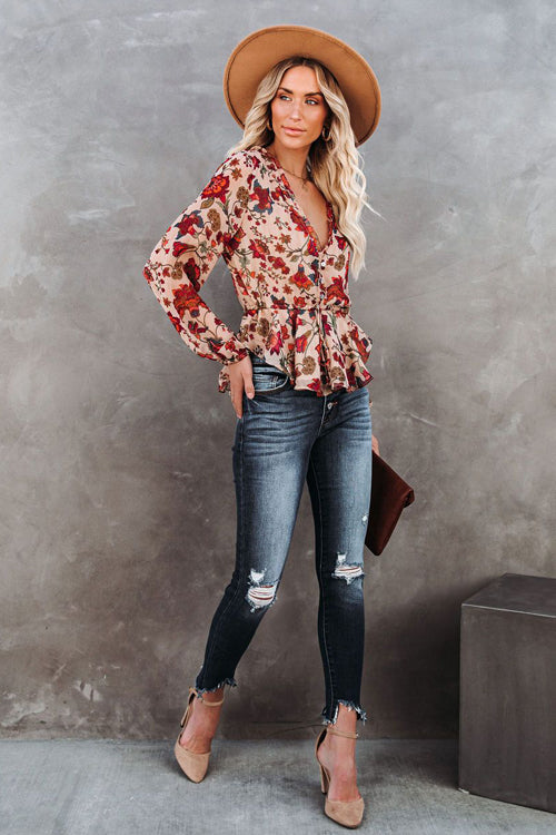 Having A Moment V-Neck Floral Print Top - 2 Colors