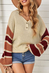 Cozy Love Striped Button Up Knit Sweater - 3 Colors