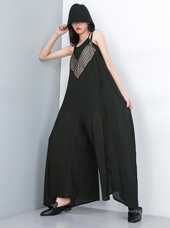 Loose V-neck Wide-leg Jumpsuits