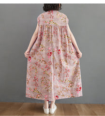 Lapel Floral Print Sleeveless Loose Casual Dress