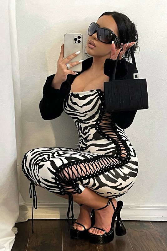 Zebra Print Binding Mini Dress