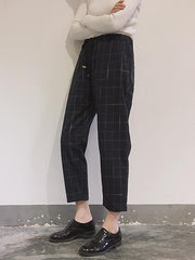 Simple Plaid Casual Harem Pants