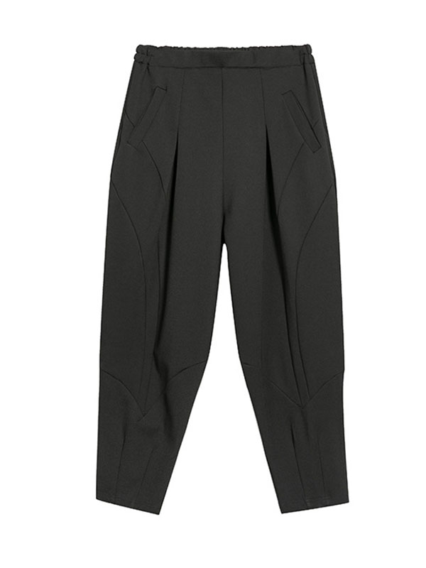 Minimalist Harem Pants Roomy Elasticity Pure Color Casual Pants Bottoms