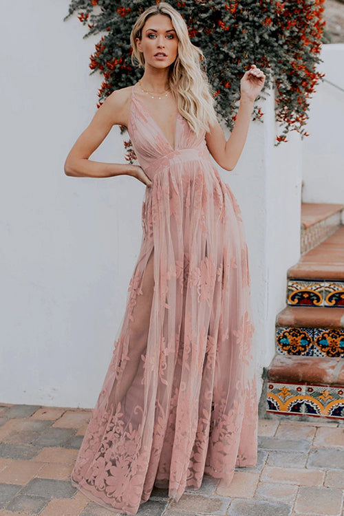 Angel in Disguise Lace Floral Backless Maxi Dress - 3 Colors