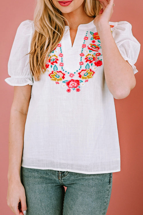 Babe Vibes Floral Embroidered Short Sleeve Top - 2 Colors