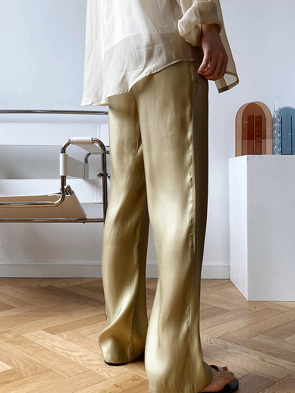 Loose Light Soft Satin Wide-Leg Long Pants