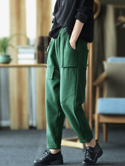 Women Retro Loose Padded Casual Pants