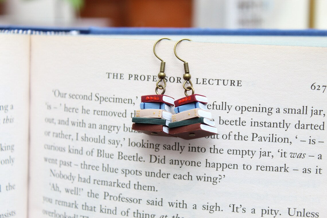 ✨Stack of Books Earrings, Library Colours - Perfect Gift for your book lover friends