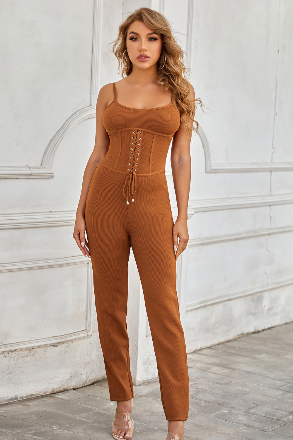 Aylin Brown Casual Bodycon Jumpsuit