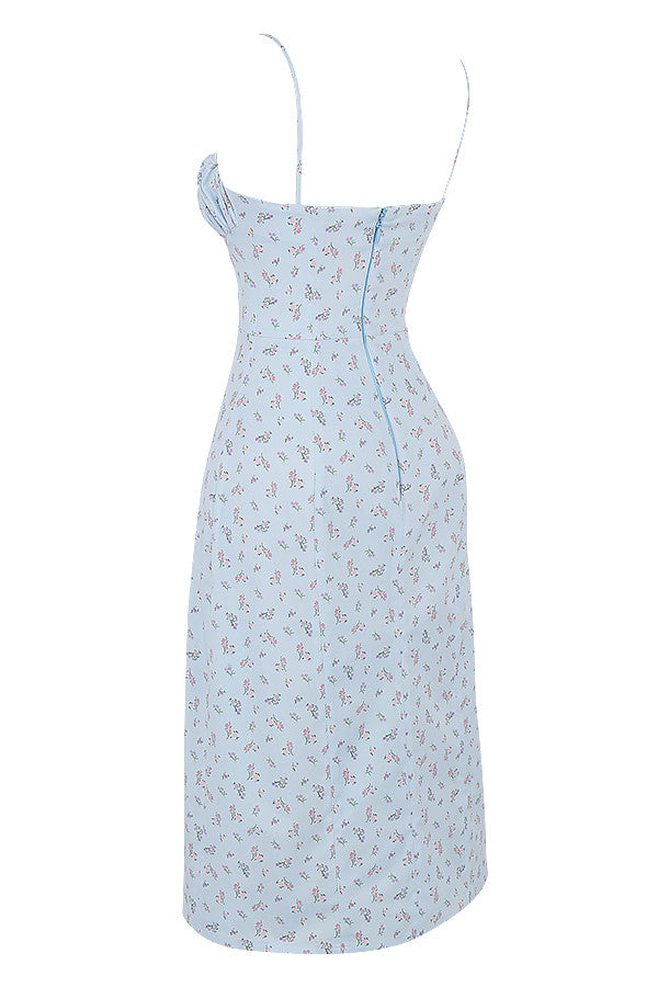 Cersih Floral Bustier Midi Dress - Blue