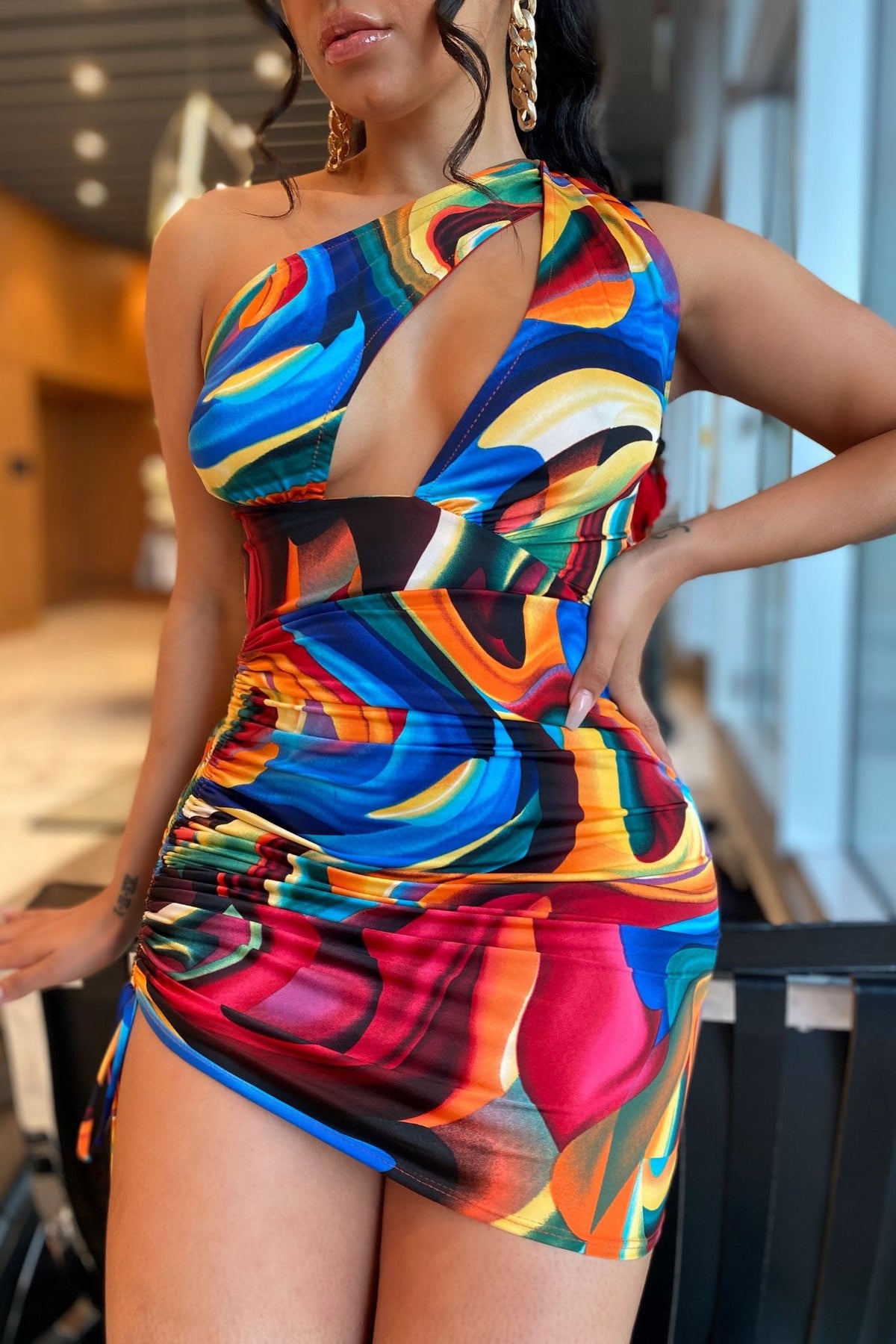 Hulda Monot Colorful Mini Dress