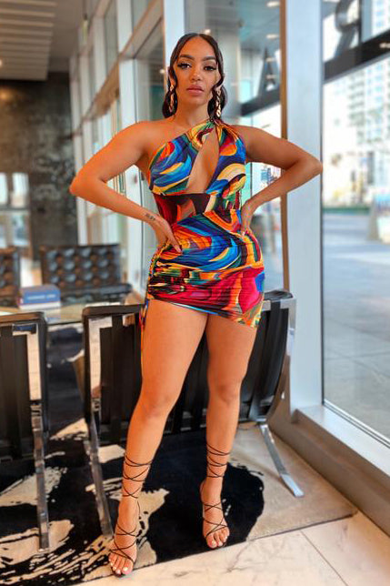 Hulda Monot Colorful Mini Dress