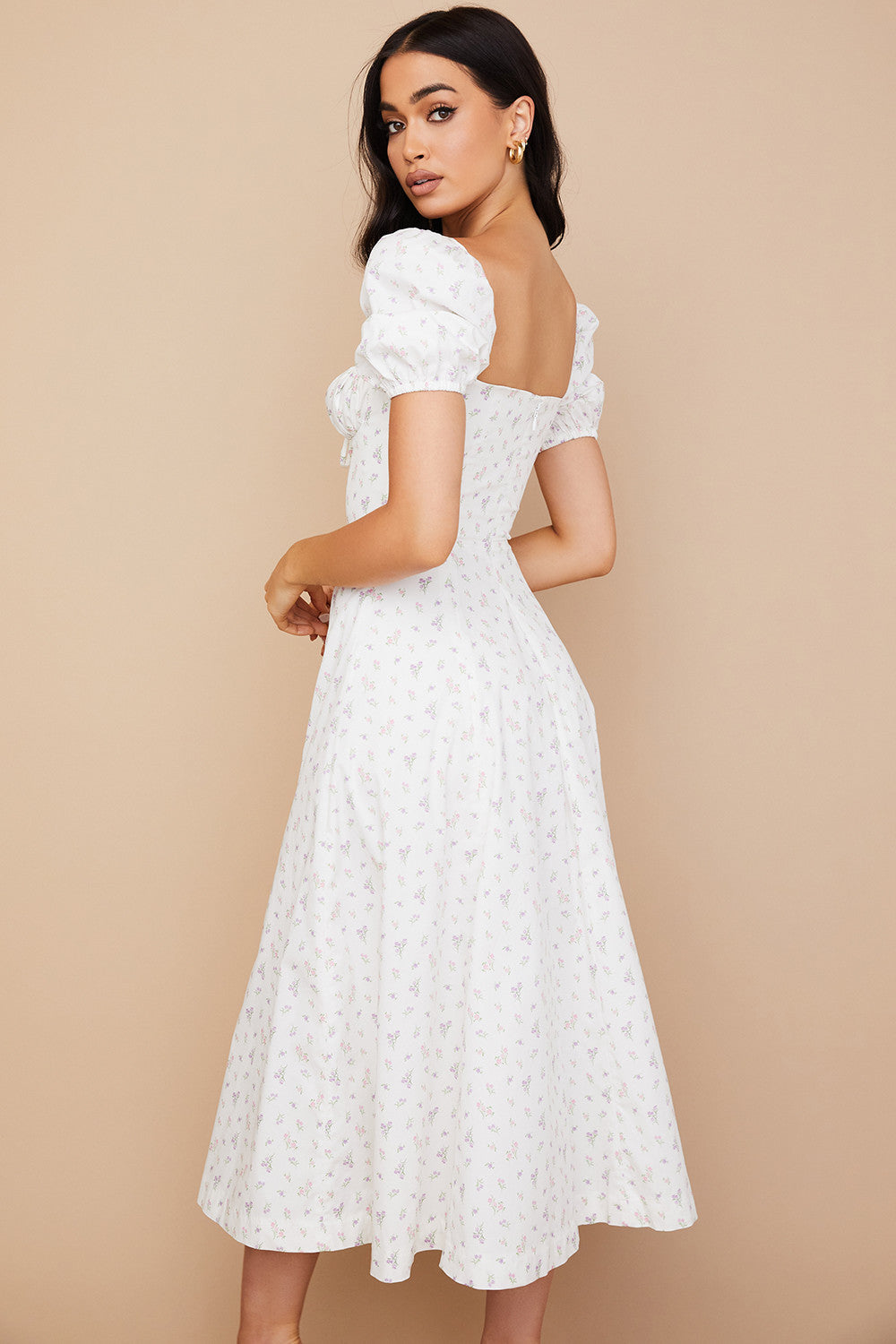 Dazz Floral Slim Mini Dress—White