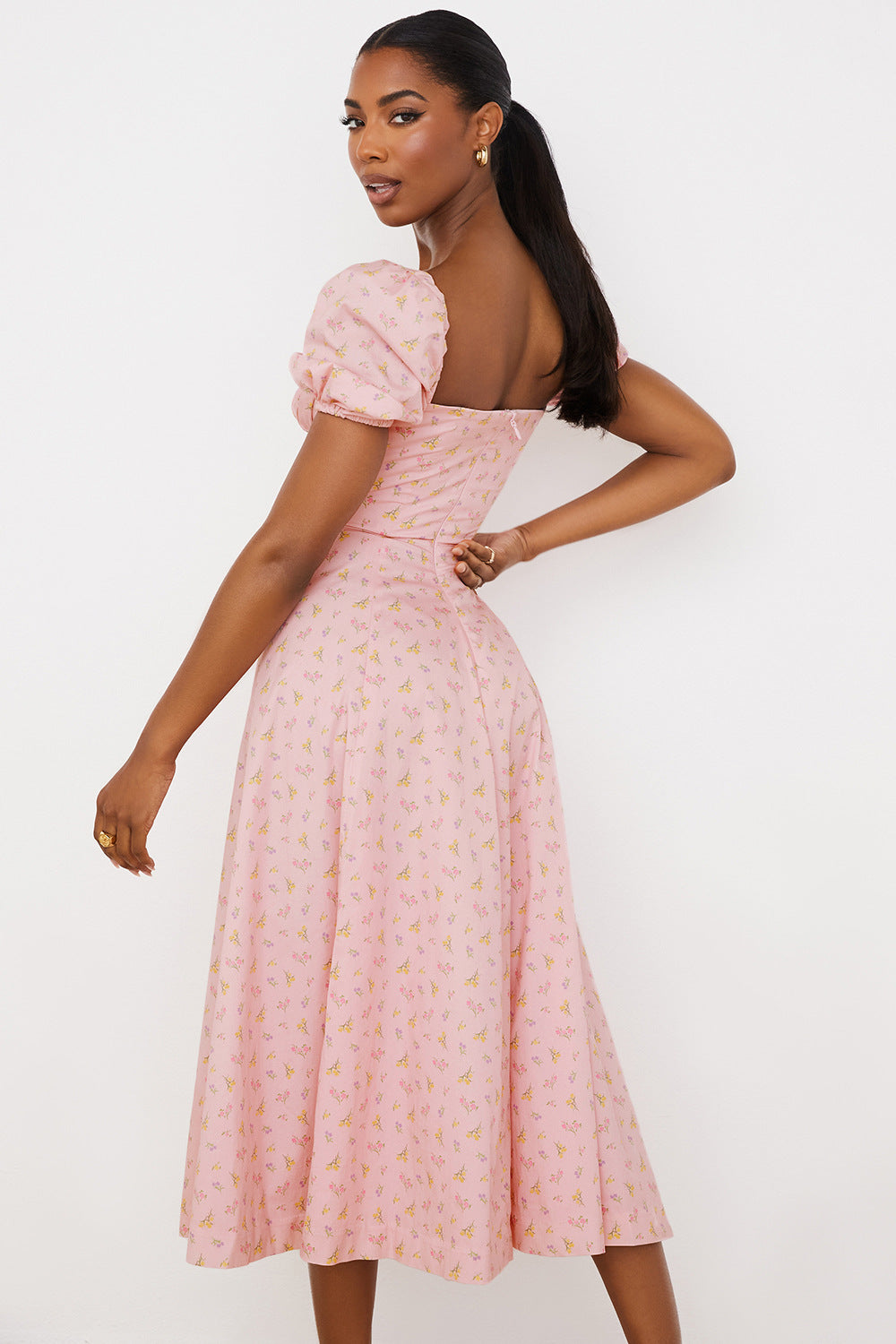 Dazz Floral Slim Mini Dress—Pink