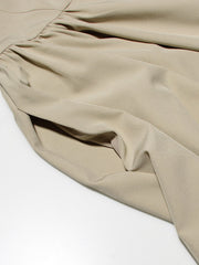 Khaki Frill Pocket Strap Midi Dress