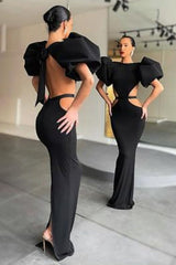 Sexy Black Cut Out Backless Evening Dress