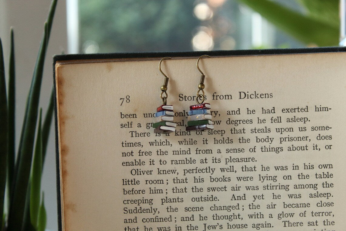 ✨Stack of Books Earrings, Library Colours - Perfect Gift for your book lover friends