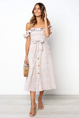 Beautiful Day Ruffle Shoulder Button-Up Midi Dress - 6 Colors