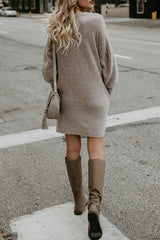 When We First Met Khaki Long Sleeve Pocket Dress