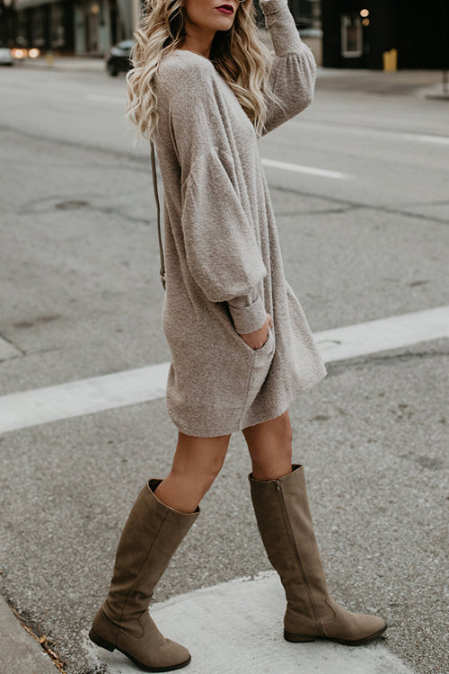 When We First Met Khaki Long Sleeve Pocket Dress