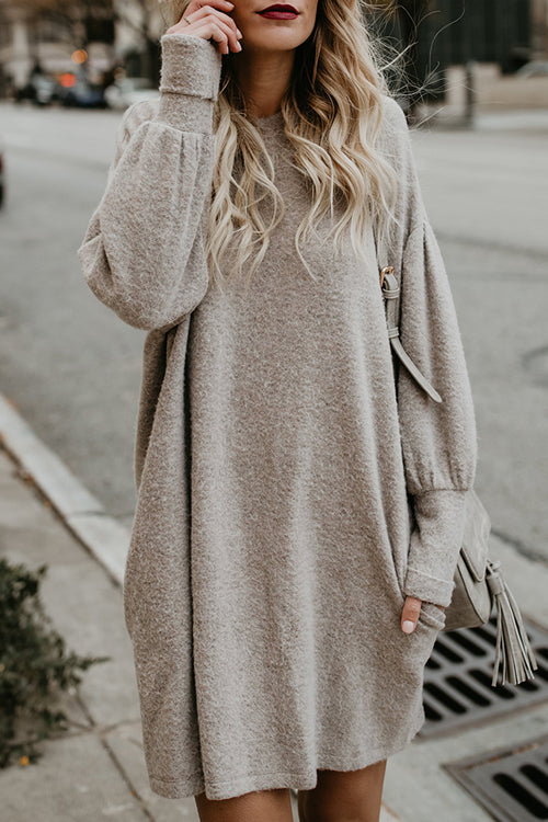 When We First Met Khaki Long Sleeve Pocket Dress