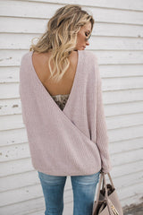 Call Me Cream Pink V-neck Reversible Sweater