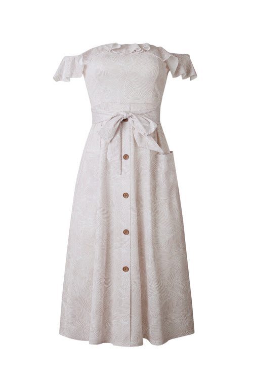 Beautiful Day Ruffle Shoulder Button-Up Midi Dress - 6 Colors